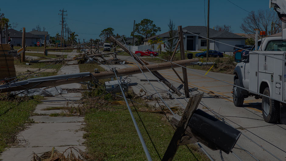 Photo of down power lines after Hurricane Ian