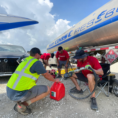 Volunteers providing fuel